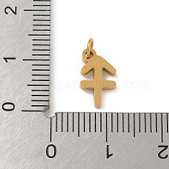 304ステンレススチールチャーム  丸カン付き  ゴールドカラー  星座チャーム  射手座  11.5x7x1.5mm  穴：3mm&nbsp;LS-STAS-R001-04G-09