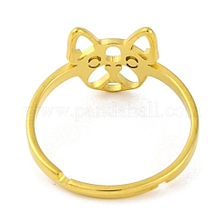 201ステンレススチール製調節可能な女性用リング  動物/メモ/サッカー  犬  12.5mm  内径：18mm&nbsp;RJEW-D082-01A