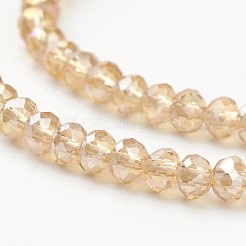 電気メッキガラスビーズセット  ABカラーメッキ  多面カット  ロンデル  小麦  6x4mm  穴：1mm  約80~85個/連  38~40cm&nbsp;LS-EGLA-D020-6x4mm-49
