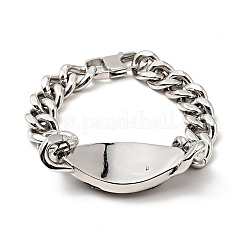 Tarnish Resistant 304 Stainless Steel Rhombus Link Bracelet with Curb Chains for Men Women&nbsp;BJEW-E009-22P