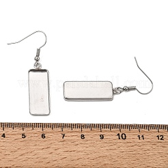 変色しない304ステンレススチールピアスフック  ピアスのセッティング  長方形  ステンレス鋼色  48x11mm  ピン：0.7mm&nbsp;STAS-M333-01P
