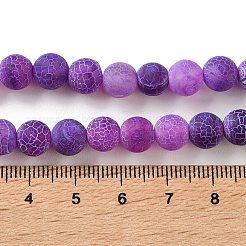 つや消しの天然風化瑪瑙ビーズ連売り  ラウンド  染め＆加熱  パープル  8mm  穴：1mm  約48個/連  15.2インチ&nbsp;G-F374-8mm-01