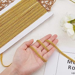 メタリックポリエステルリボン  ガーメントアクセサリー  花柄  ゴールド  1/4インチ（8mm）&nbsp;OCOR-WH0067-04A