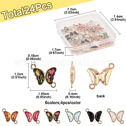 24Pcs 6 Colors Alloy Glass Connector Charms&nbsp;FIND-FS0003-51