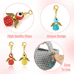 5Pcs 5 Colors Angel Glass Seed Bead Pendant Decorations&nbsp;HJEW-TA0001-31