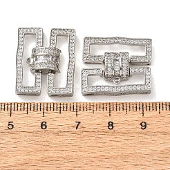 真鍮製マイクロペーブクリアキュービックジルコニアの留め金  長方形  プラチナ  21.5x18.5x5mm&nbsp;KK-K422-14P