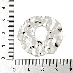 変色しない304ステンレススチールペンダント  テクスチャ  フラットラウンドのチャーム  ステンレス鋼色  32x33x2mm  穴：2mm&nbsp;STAS-M001-11P