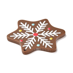 クリスマステーマ3Dプリントレジンペンダント  DIYイヤリングアクセサリー  スノーフレーク  シエナ  雪の結晶模様  35.5x31.5x2mm  穴：1.6mm&nbsp;RESI-I036-07