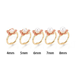 Flower Brass Enamel Adjustable Rings Setting&nbsp;KK-T079-17G