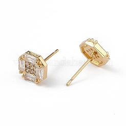 Clear Cubic Zirconia Hexagon Stud Earrings&nbsp;EJEW-L234-086G