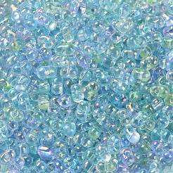 ABカラーメッキガラスシードビーズ  透明色の虹  ピーナッツ  カラフル  4~4.5x2~2.5x2~2.5mm  穴：0.8~0.9mm  約10000個/ポンド&nbsp;SEED-L011-06B-09