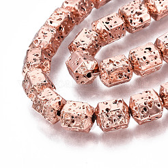 Electroplated Natural Lava Rock Beads Strands&nbsp;G-T114-65RG