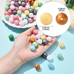 100個のシリコンビーズ  ラウンド  ミックスカラー  15mm  穴：2mm&nbsp;SIL-CJ0002-68