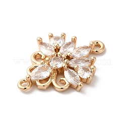 Brass Pave Clear Glass Connector Charms&nbsp;KK-C062-069G