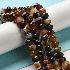 天然バンド /縞aビーズ連売り  染め＆加熱  ファセットロンデル  ココナッツブラウン  10x6mm  穴：1mm  約58個/連  15.35''（39センチメートル）&nbsp;G-E605-A02-03K