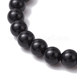 2Pcs Valentine's Day Natural Mashan Jade & Black Onyx Round Beads Stretch Bracelets for Couple&nbsp;BJEW-JB11649