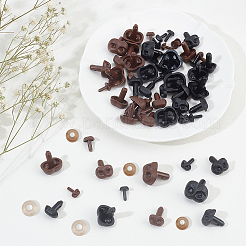 6種類のスタイルのプラスチック製安全ノーズ72個  クラフトノーズ  ボタンで留められたクラフトプラスチック付き  diyの人形のおもちゃの人形のプラシ天の動物の作成のため  ミックスカラー  12~23mm  6個/カラー  2色/スタイル&nbsp;DIY-PH0003-48