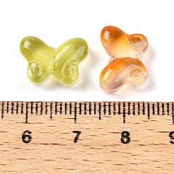透明ガラスビーズ  蝶  グラデーションカラー  ミックスカラー  10x14.5x5~6.5mm  穴：1mm&nbsp;GLAA-N001-69