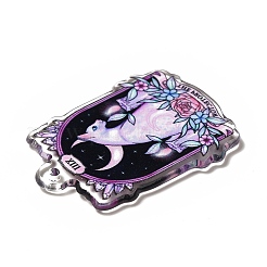 ハロウィンプリントアクリルパーツ  猫の模様  40x28x2.5mm  穴：2mm&nbsp;MACR-G059-04E
