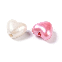 不透明なメッキアクリルビーズ  ハート  パールカラーの  ミックスカラー  9.5x10.5x1.8x6.5mm  穴：1.5mm  約1200個/500g&nbsp;MACR-K361-03