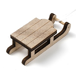 クリスマス未完成の木製ペンダント装飾  壁の装飾  麻紐付き  そり  13.2cm&nbsp;LS-WOOD-D026-01F