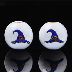 Halloween Printed Natural Wood Beads&nbsp;WOOD-S057-077