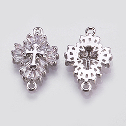 Brass Micro Pave Cubic Zirconia Links&nbsp;ZIRC-E144-12P