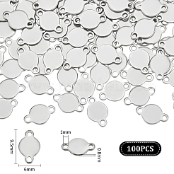 304ステンレススチールコネクタチャーム100個  フラットラウンドいリンク  ステンレス鋼色  6x9.5x0.8mm  穴：1mm&nbsp;STAS-UN0053-21