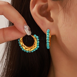 Synthetic Turquoise Stud Earrings&nbsp;PW-WGEDC02-03