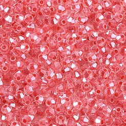 ガラスシードビーズ  色の内側  双円錐形  ライトコーラル  4.5x3.5mm  穴：1.4mm  6425個/ポンド&nbsp;SEED-N007-01F