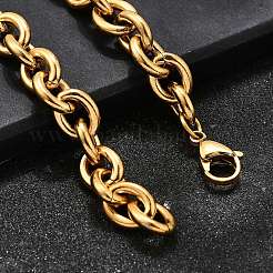 女性用304ステンレススチールアズキチェーンブレスレット  ゴールドカラー  8-1/8インチ（20.5cm）。&nbsp;BJEW-Q050-01A-G