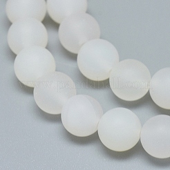天然ホワイトアゲート瑪瑙ビーズ連売り  艶消し  グレードA  ラウンド  8~8.5mm  穴：0.8mm  48個/連  15.35インチ（39 cm）&nbsp;G-D0005-28-8mm