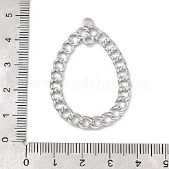 304ステンレスシャンデリア部品リンク  チェーン付きティアドロップ  ステンレス鋼色  44x30x1.50mm  穴：2mm&nbsp;SA-B006-03P-A