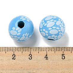 Printed Wood European Beads&nbsp;WOOD-G022-09I