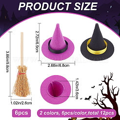 12Pcs 2 Colors Polyester Witch Hats&nbsp;AJEW-CP0005-50