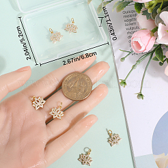 6Pcs Brass Micro Pave Clear Cubic Zirconia Charms&nbsp;ZIRC-BBC0002-18