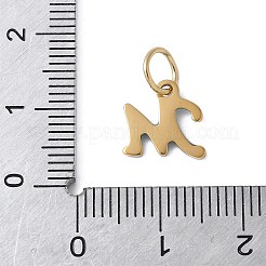 304ステンレススチールエナメルチャーム  丸カン付き  イオンプレーティング（ip）  ゴールドカラー  文字m  9.5x10x1mm  丸カン：6x0.8ミリ  4.5mm内径&nbsp;STAS-G353-01G-M
