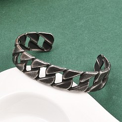 316 Surgical Stainless Steel Curb Chain Cuff Bangles&nbsp;BJEW-C125-08AS