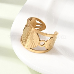 304 Stainless Steel Open Cuff Rings for Women&nbsp;RJEW-A099-01G