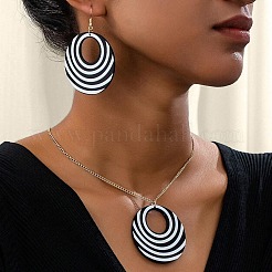 Bohemian Style Zebra Pattern Round Acrylic Pendant Necklace & Dangle Earring Sets&nbsp;FS-WG10A75-01