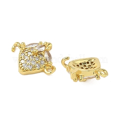 Brass Pave Clear Cubic Zirconia Fruit Connector Charms&nbsp;KK-Z109-01G-01