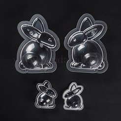 食品グレードのプラスチック型  フォンダン型  鉄製ベンチホールドファスト付き  耐熱皿ツール  DIYケーキデコレーション用  チョコレート  キャンディモールド  イースターのテーマ  兎  透明  74~150x56~105x36~57mm  内径：62~126x37~79mm&nbsp;DIY-D047-16