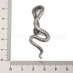 316サージカルステンレススチール製ビッグペンダント  スネークチャーム  アンティークシルバー  53x22x10.5mm  穴：17.5x5.5mm&nbsp;STAS-Z073-123AS