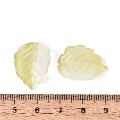 ガラスチャーム  イチゴの葉のチャーム  黄緑  22x16x7.5mm  穴：1.2mm&nbsp;GLAA-A011-16A