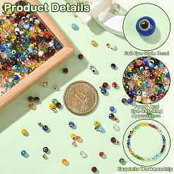 100Pcs Handmade Evil Eye Lampwork Round Bead Strands&nbsp;LAMP-YW0001-75