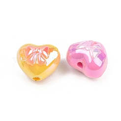 10 個の UV メッキアクリルビーズ  虹色の  ハートやちょう結び  ミックスカラー  15x17.5x14.5mm  穴：2.2mm&nbsp;PACR-FP0001-03