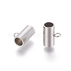 変色しにくい201ステンレススチールチューブベイル  ループベイル  保釈ビーズ  チューブ  ステンレス鋼色  8x10x5mm  穴：2mm  内径：4mm&nbsp;STAS-L232-045P