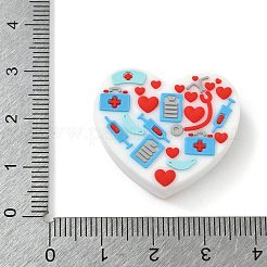 シリコンビーズ  焦点ビーズ  ホワイト  ハート  24.5x28.5x8mm  穴：2.2mm&nbsp;SIL-I018-02C