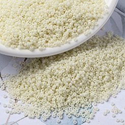 MIYUKIラウンドロカイユビーズ  日本製シードビーズ  （rr491)アイボリーパールセイロン光沢  15/0  1.5mm  穴：0.7mm  約5555PCS /ボトル  10 G /ボトル&nbsp;SEED-JP0010-RR0491