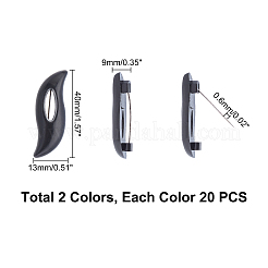 樹脂ブローチ  ステンレススチールピンと  ミックスカラー  40x13x9mm  2色  20個/カラー  40個/箱&nbsp;AJEW-UN0001-009